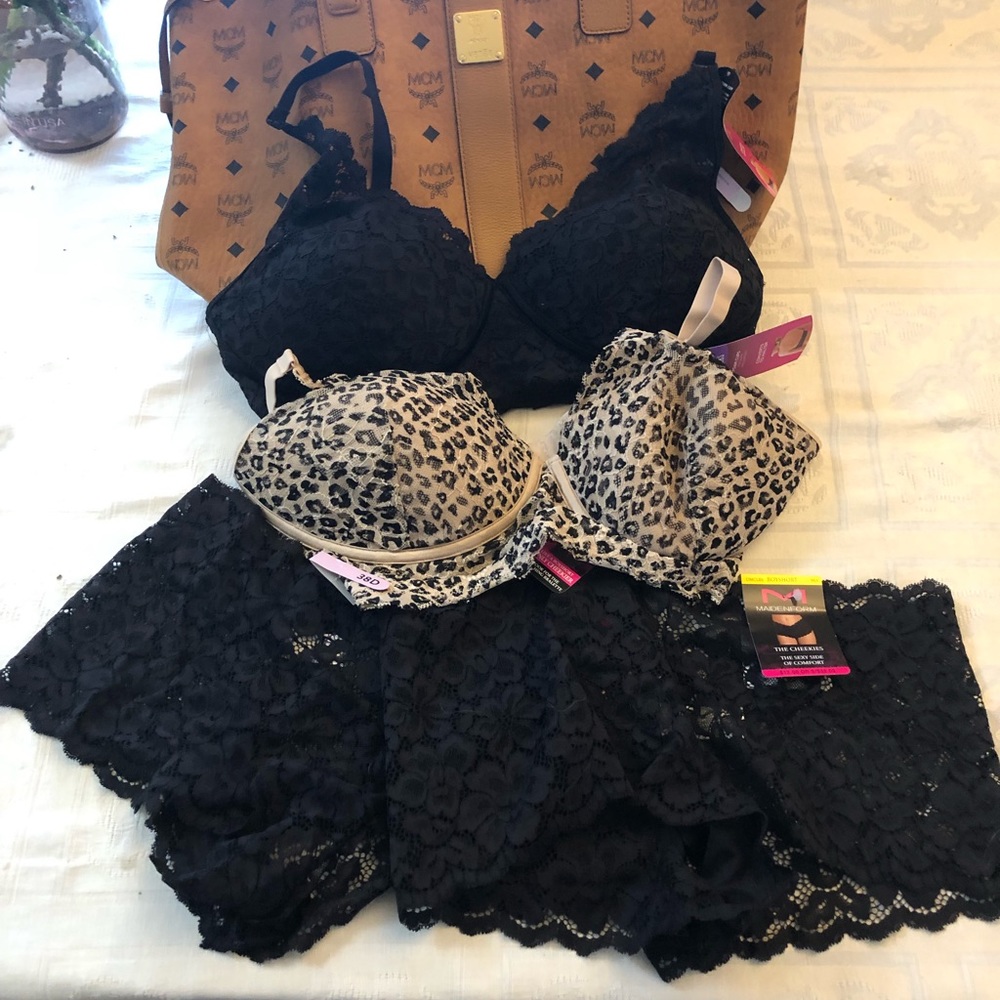 Maidenform bralette panty 2 sets NEW lace Pure Comfort 38D wireless convertible